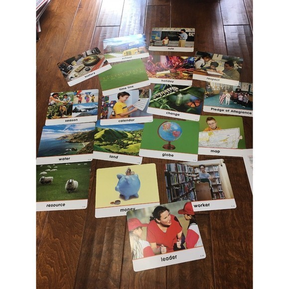 Harcourt Social‎ Studies: Vocab Picture Cards Kindergarten History 10”x 8”Cards - Picture 1 of 12